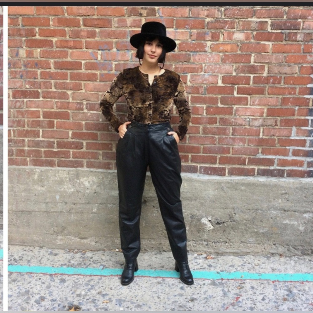 Vintage High Waisted Genuine Leather Pants Size XS - Picture 1 of 8